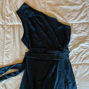 One shoulder satin cocktail dress